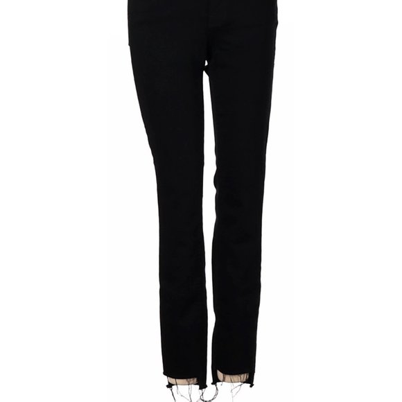 Frame Jeans Black Straight Leg Cut Super Low Rise Waist Sz 25 #177 - Picture 2 of 4